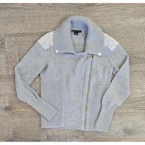 AX Armani Exchange Asymmetrical Zip Knit Sweater Jacket Light Gray Women